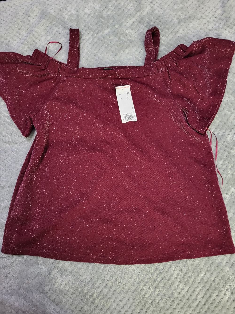 F&F Sparkle Off-Shoulder Maroon Top size‎ 12